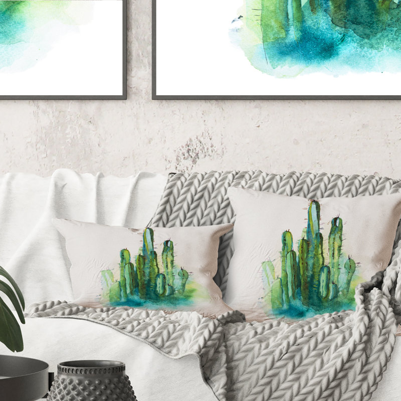 Coussin Green High Spiky - imprimé traditionnel, 18 po x 18 po