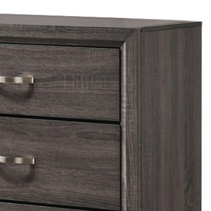 Commode double 6 tiroirs Salene, Gris / noir