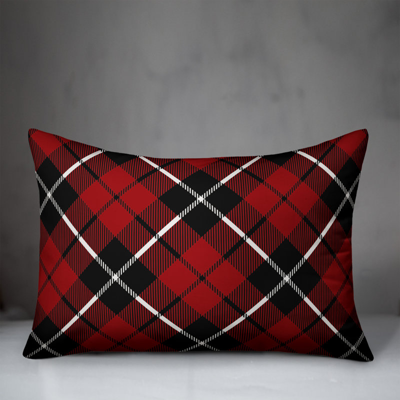 Plaid Throw Pillow, Indoor, Red/Black