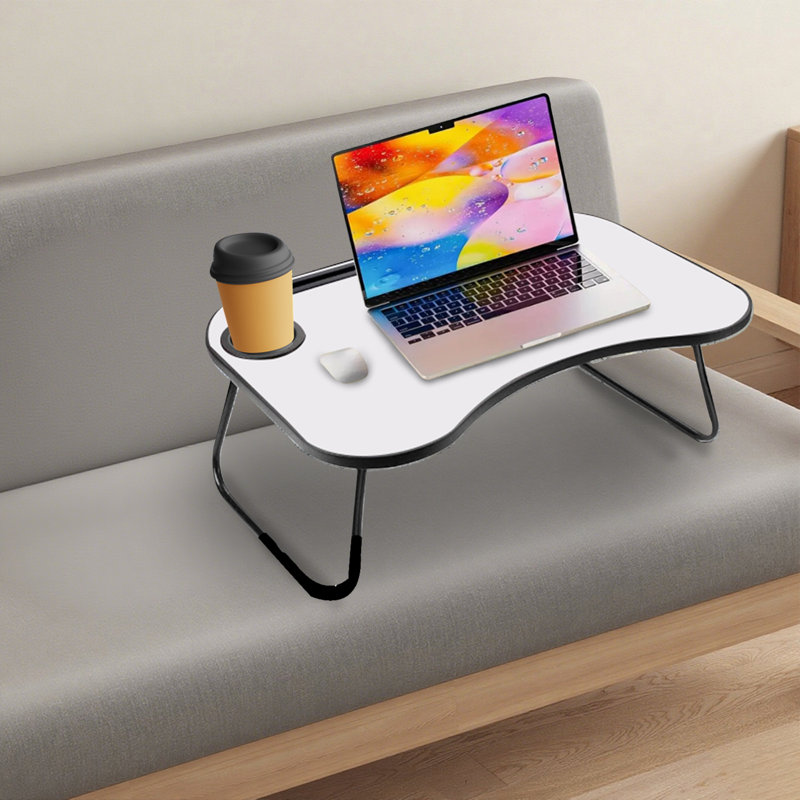 24 X 16 In Foldable Plastic Tray Table | Foldable Lap Desk | Sofa & Bed Table For Laptop Include Ipad Slot And Cup Holder