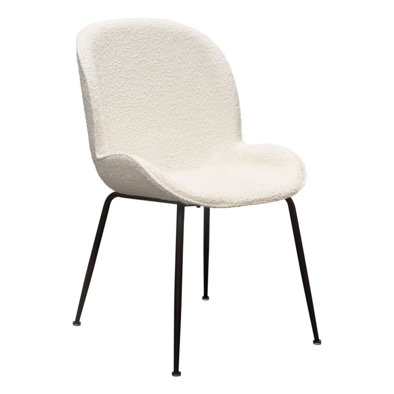 Session 2-Pack Dining Chair In Ivory Boucle W/ Black Powder Coat Metal Leg