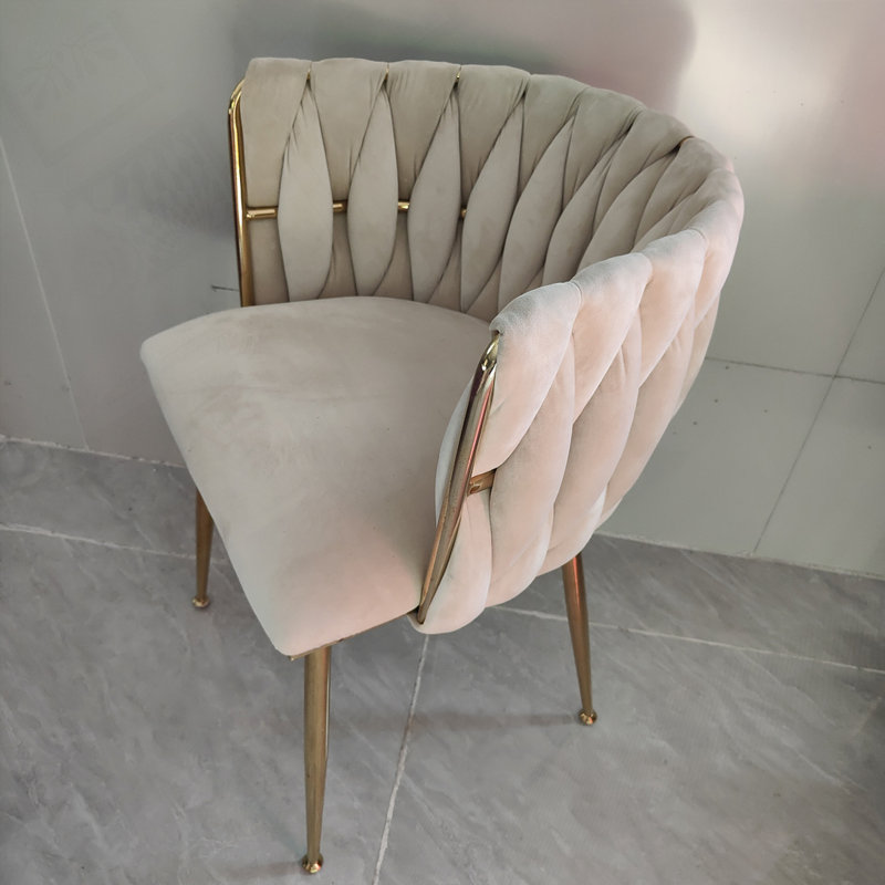 Chaise de salle à manger rembourrée et revêtue de velours, Beige