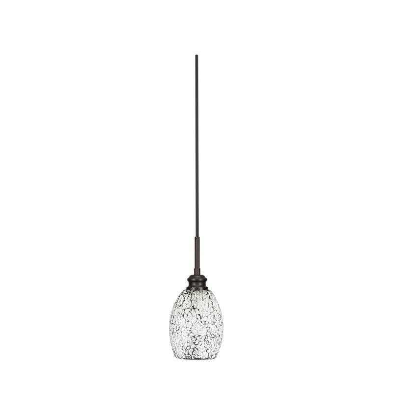 Mini-luminaire suspendu avec cordon Edge et verre fusion noir 5 po, Espresso