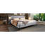 Lit tapissier chic en lin avec lumières et tablettes intégrées, gris