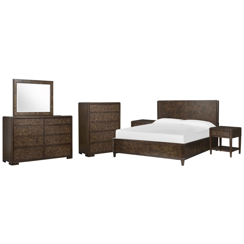 Commode 2 tiroirs Garofalo, 6 Pcs:Bed,2Nightstand,Dresser,Mirror,Drawer Chest, Queen