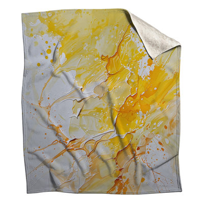 Yellow Splash Fleece Throw Blanket - Abstract Throws for Sofas or Beds