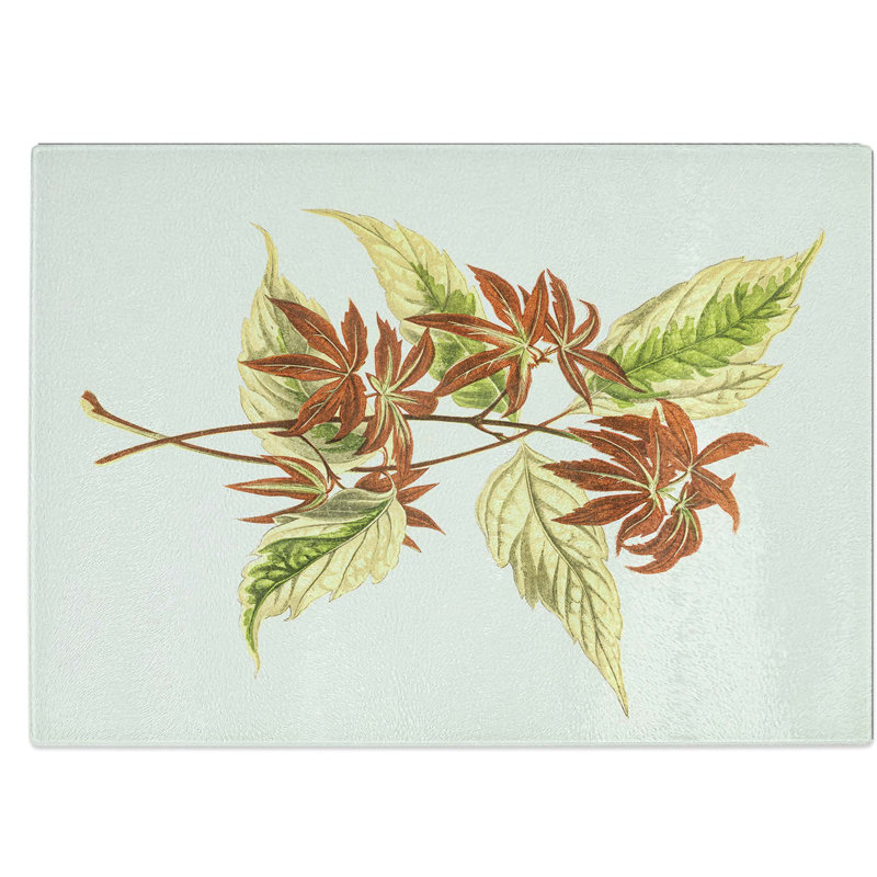 Tempered Glass Boxelder Maple Leaf Chopping Board, 39 cm W x 28.5 cm L