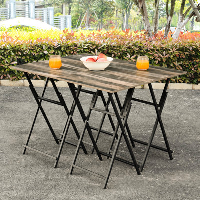4 plateaux de télévision pliables, brun rustique avec support pour espaces de vie restreints, tables de salle à manger, petites pièces