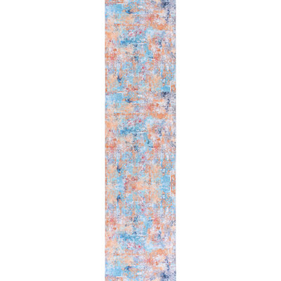 Foldable Area Rug For Living Room - Washable, Non-Slip, & Pet , Stain  Multi, 2'6'' X 10' Low-Pile ,
