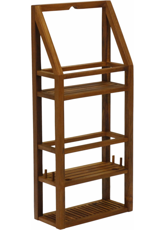 Moa Rectangular Teak Shower Organizer, Teak Oil