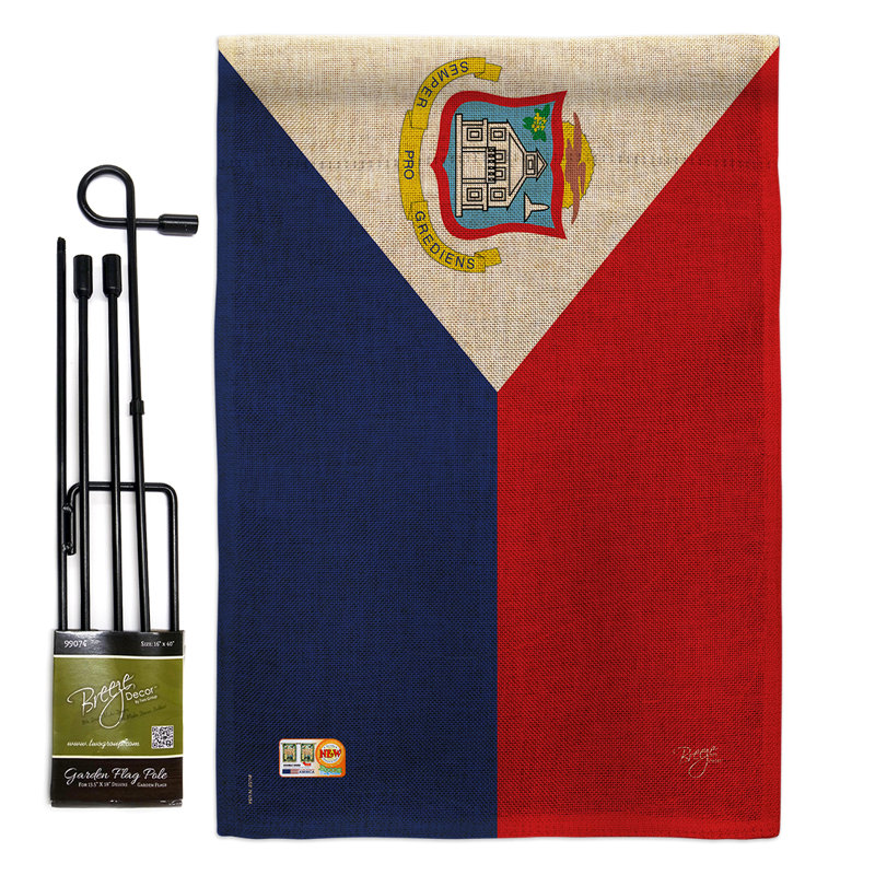 Saint marteen the world nationalité impressions 2 côtés en toile jute 19 x 13 po ensemble de drapeau
