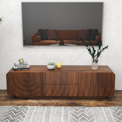 Meuble télé moderne en MDF de 58 po avec motif en spirale pour salon et chambre à coucher