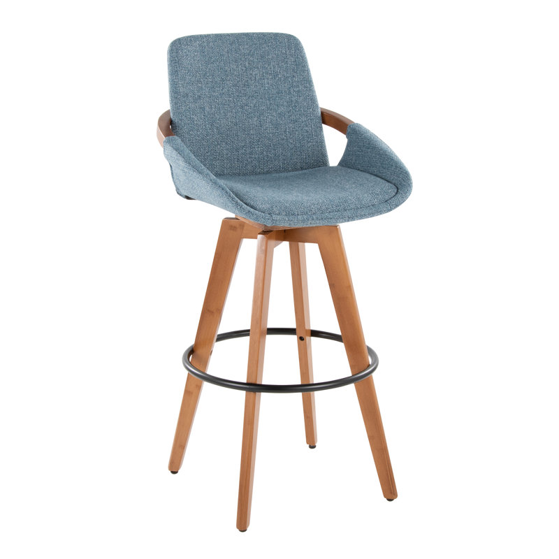 Whitacre 29" Fabric Swivel Stool, Blue Noise