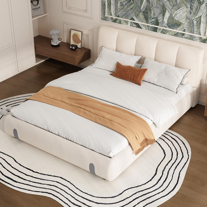 Upholstered Bed Velvet White