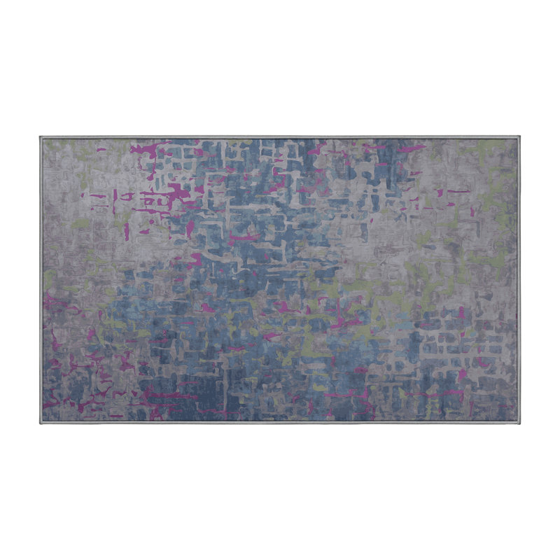 Machine Washable Gray Area Rug, Runner 2' x 5'