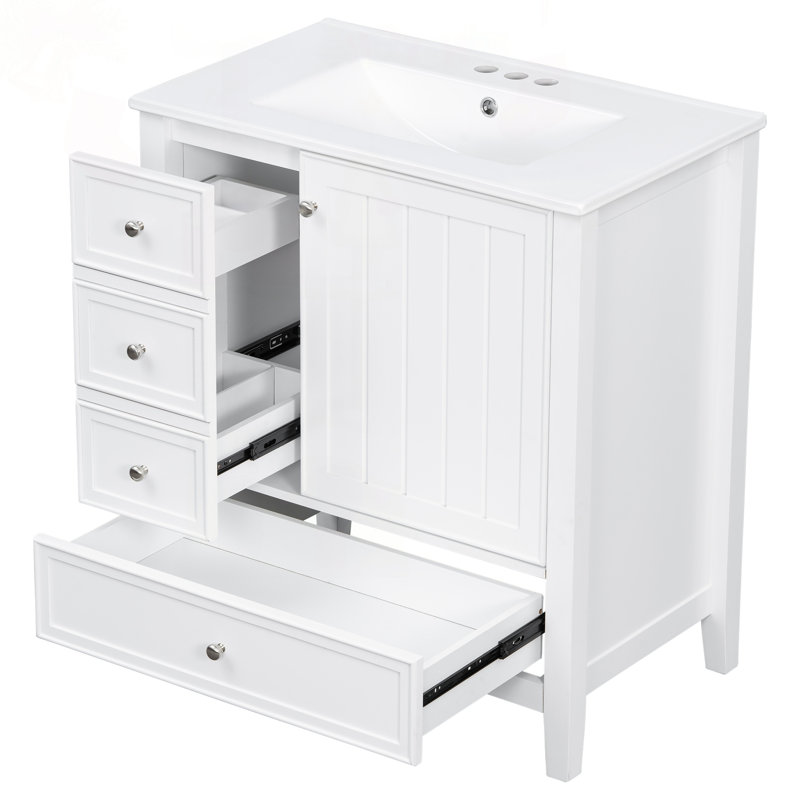 Meuble-lavabo de 30 po avec lavabo, une armoire et trois tiroirs