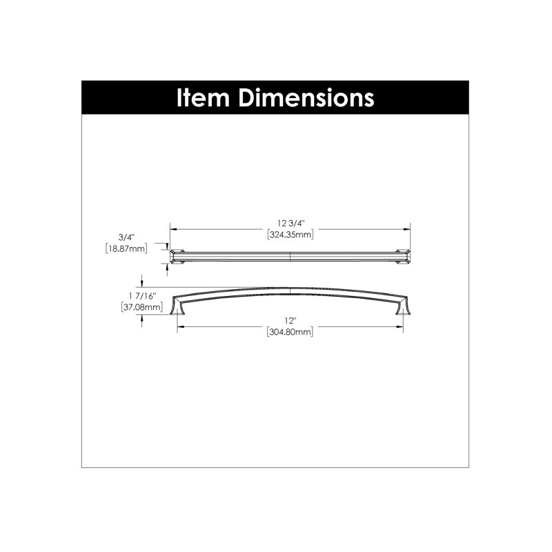 Bridges Collection Handle Pull - 12" Center to Center Cabinet Pull Brushed Golden Brass - Transitional, Deco Hardware for Drawers & Cabinets