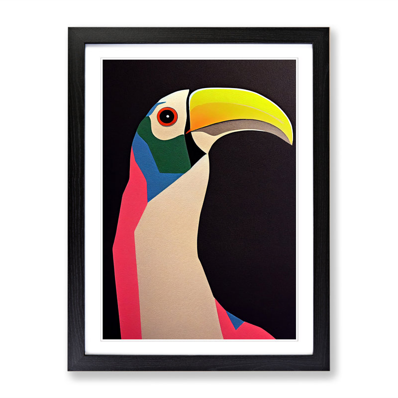FRM-V0523-2531X Toucan Abstract Vol.9 - Single Picture Frame Print, 34cm H x 25cm W x 2cm D, Oak