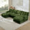 Canapé modulaire en forme de U de 138 po avec 2 repose-pieds en forme de U et canapé en chenille avec coussins décoratifs en treillis