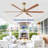 Large Solid Wood Ceiling Fan Light Kit with Remote Control-1498677171