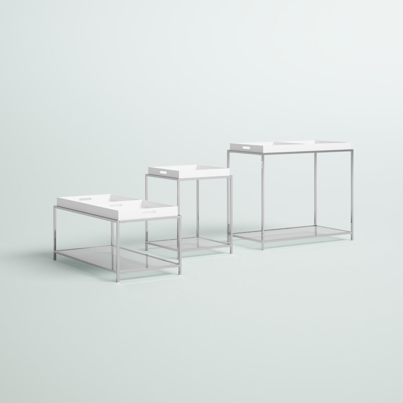 Ensemble de tables basses 2 pièces Planas, Blanc