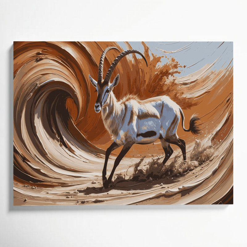 Faune, art mural sur toile brune Addax
