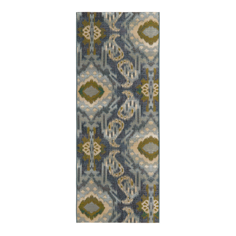 Newt Washable Ikat Indoor / Outdoor Rug, Runner 2'7" x 7'