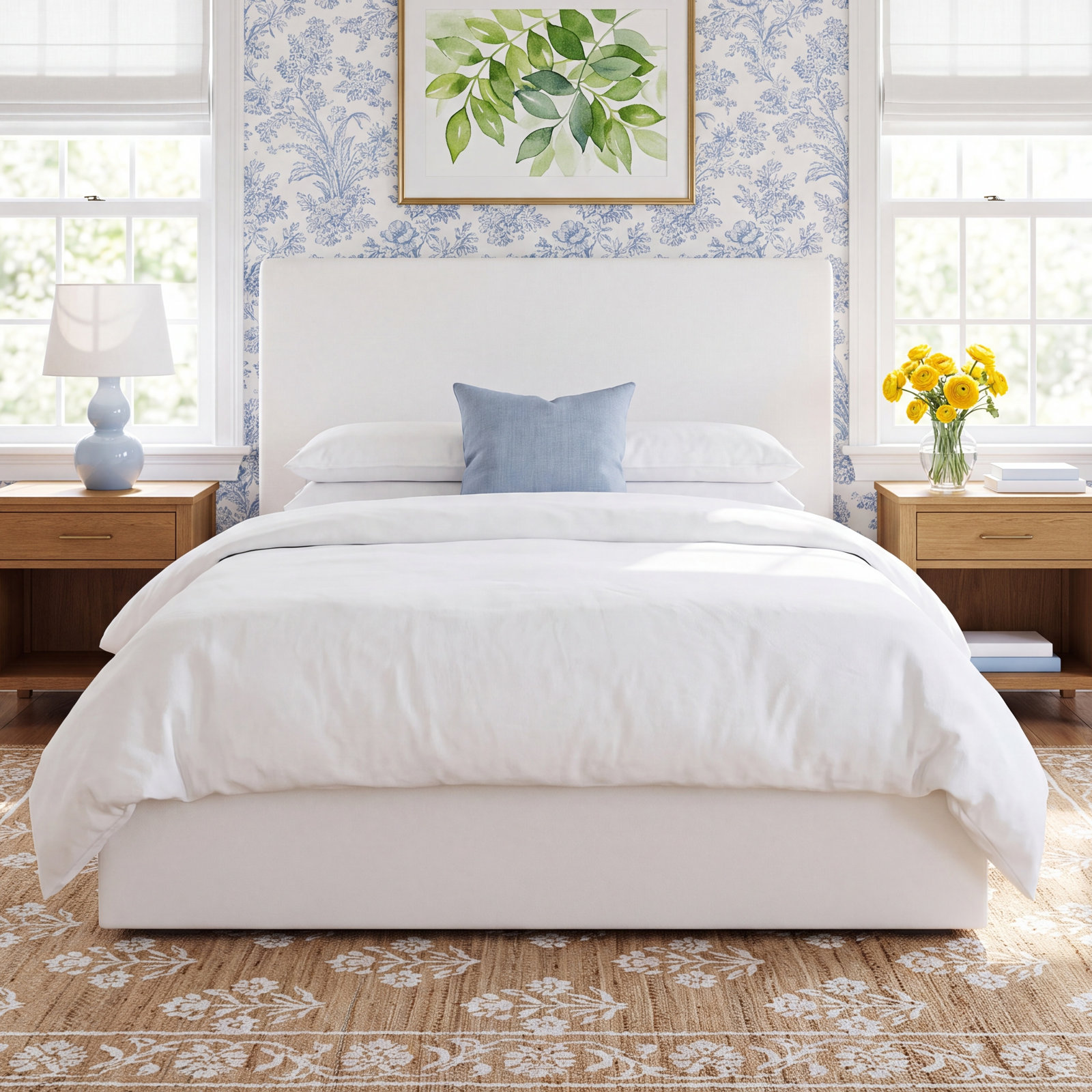 Baccarat Upholstered Bed, Queen, White