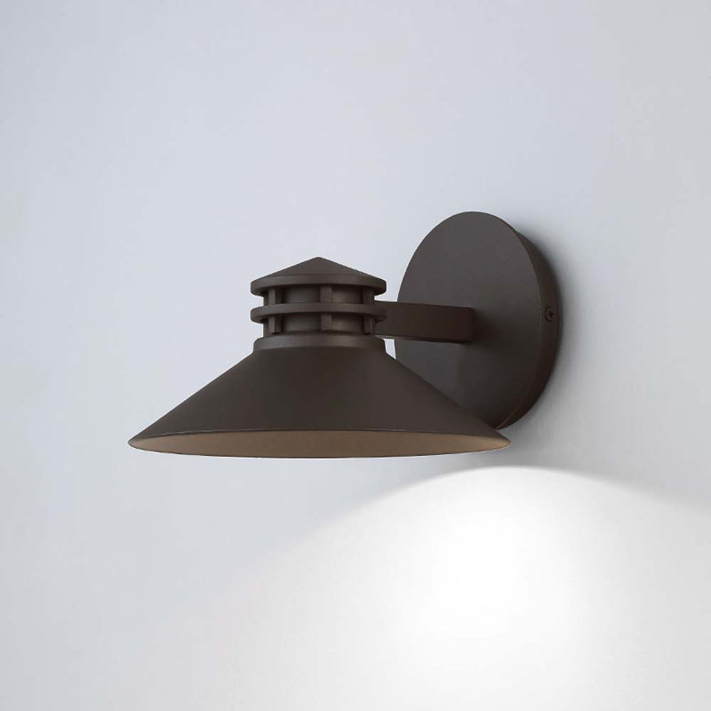Sodor LED Outdoor Armed Sconce, Bronze, 5" H x 8" W x 9" D