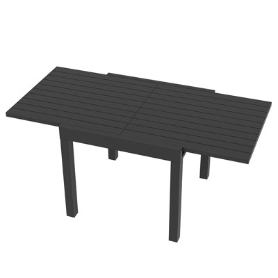 Patio Aluminum Extendable Dining Table, Rust-Free Expandable Outdoor Dining Table for 4-6 Person, 32"-65" Expandable Patio Table Rectangle Patio Dining Table Porch, Deck, Garden, Black