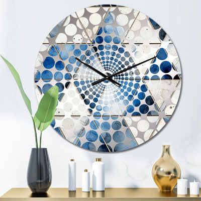 Rustic Cobalt Triangle Symphony - Horloge murale géométrique