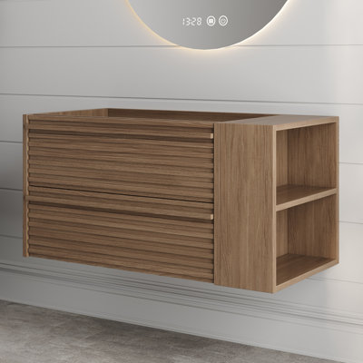 Base de meuble-lavabo brun 36 po avec comptoir, armoire de rangement murale et autoportante, meuble-lavabo moderne sans lavabo