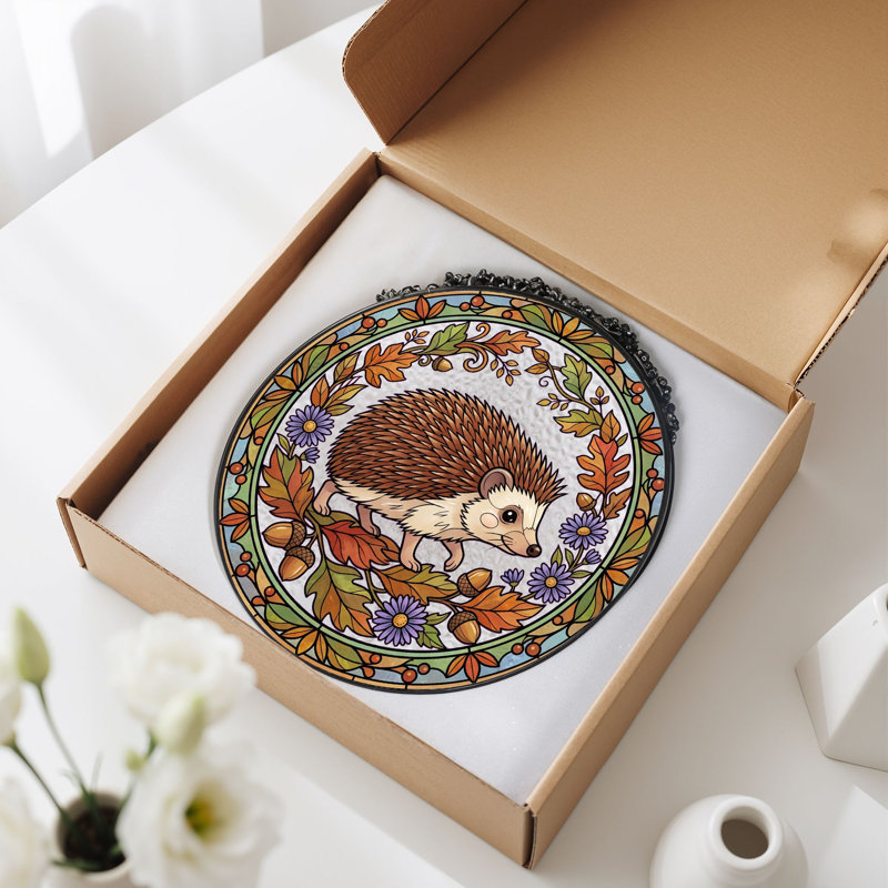 Vitrail Hedgehog Autumn, H 7,8 po