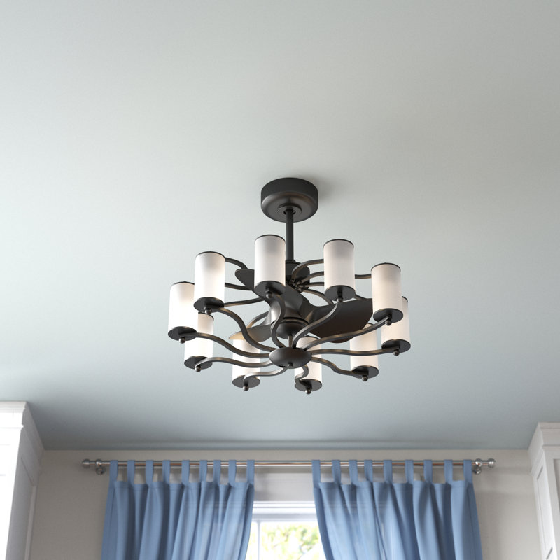 29.13'' Ceiling Fan with Light Kit, Matte Black