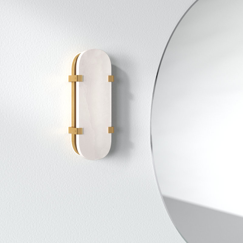 Alister LED Flush Mounted Sconce, Aged Brass