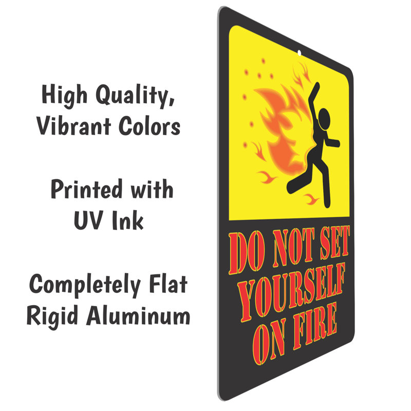 Funny Yellow and Black Metal Warning Sign 8 x 12 Inches