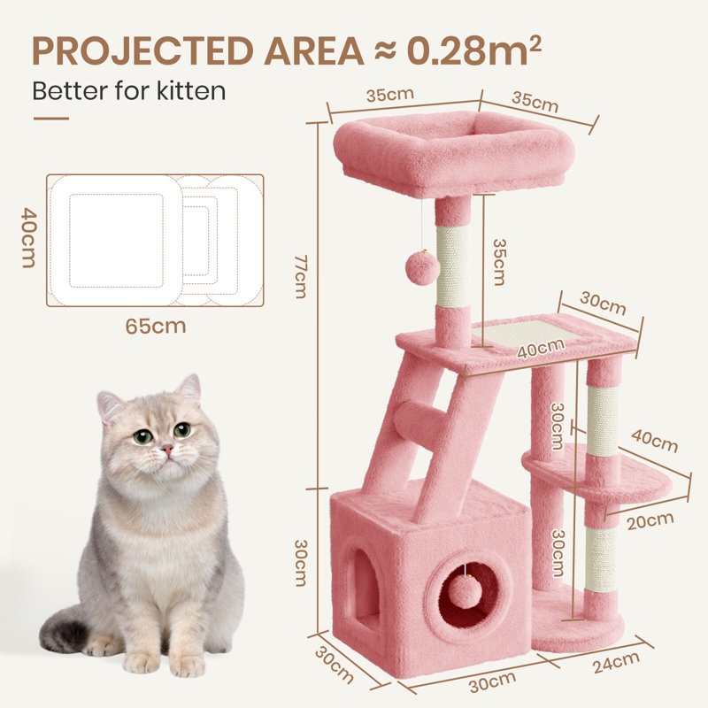Amadahy 107cm H Cat Tree, Pink