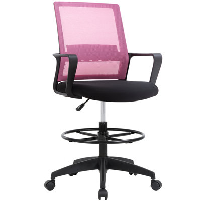 Chaise de dessinateur en mélange de polyester, chaise de travail ergonomique réglable avec anneau de pied pour bureau debout, studio et espace de travail