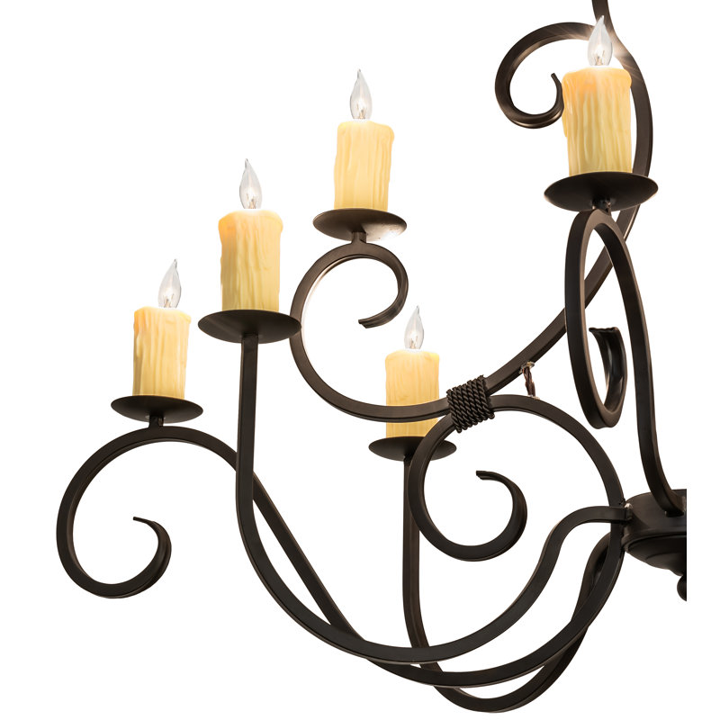 Lustre empire 10 lumières Fedeli, Bronze frotté à l'huile