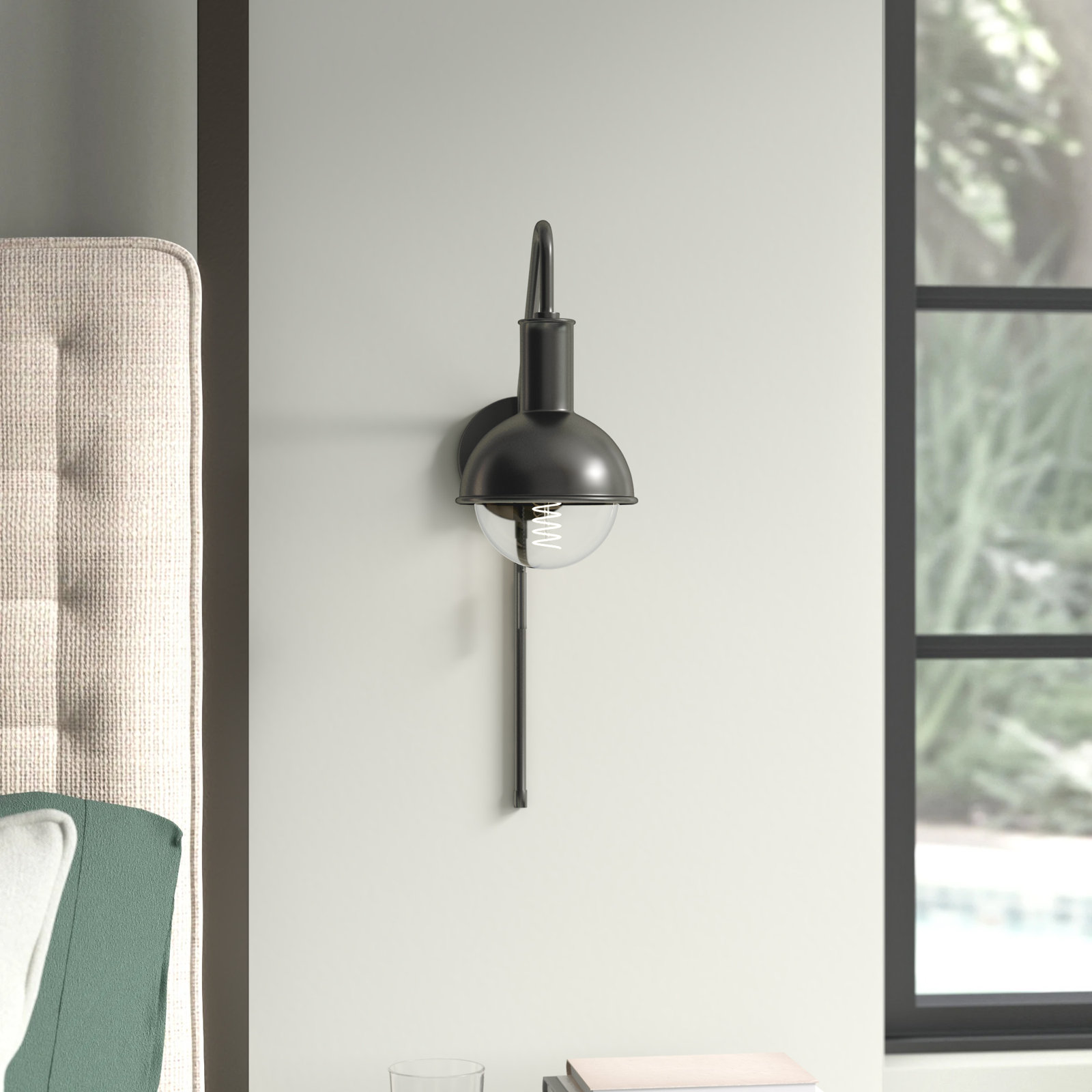 Luke Single Light Dimmable Plug-in Armed Sconce, Old Bronze