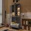 Lit escamotable mural simple avec armoire supérieure, tablettes, lit pliable peu encombrant avec lumière et USB-1484674951