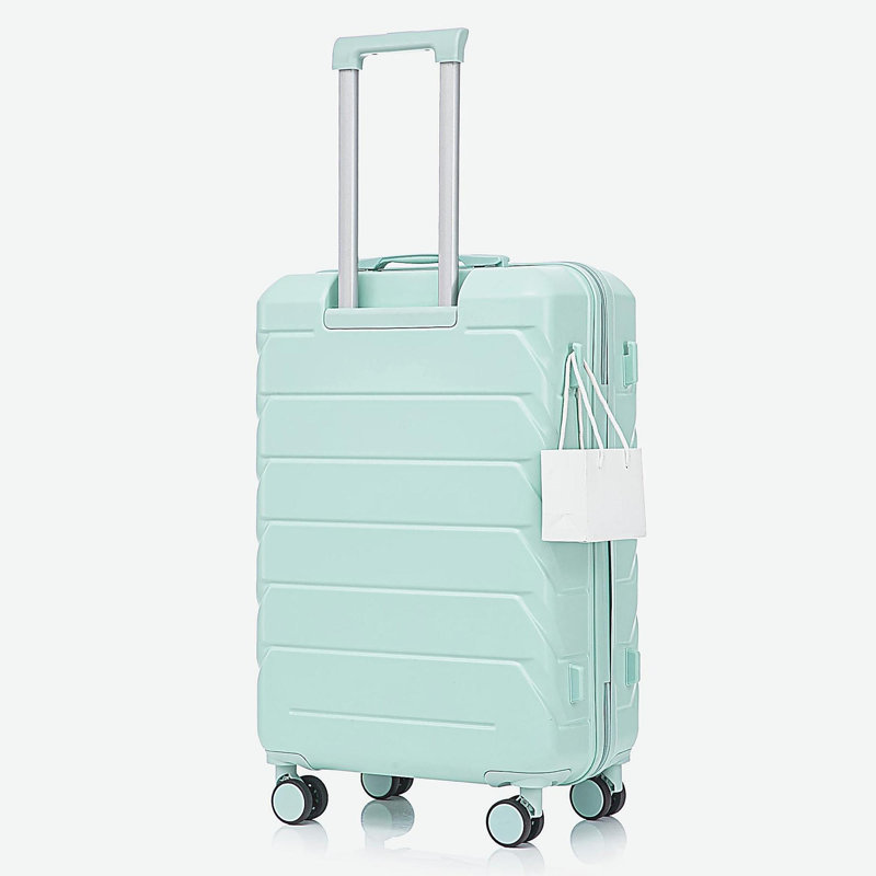 Grand bagage à carreaux en plastique dur 28 pouces ABS - Surface résistante aux égratignures Quatre roues multidirectionnelles, avec serrure à combinaison et crochets latéraux. (Vert menthe)