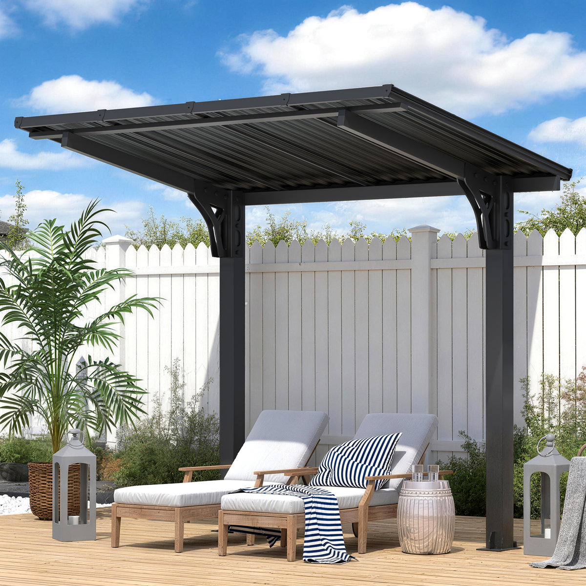 AECOJOY 86.4H x 93.6W x 61.8D Inch Freestanding Lean to Grill Gazebo Outdoor Pergola