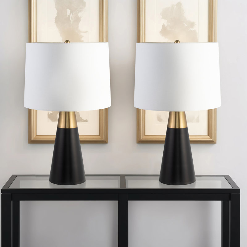 Lampes de table en métal H 24 "en métal, Noir, Noir