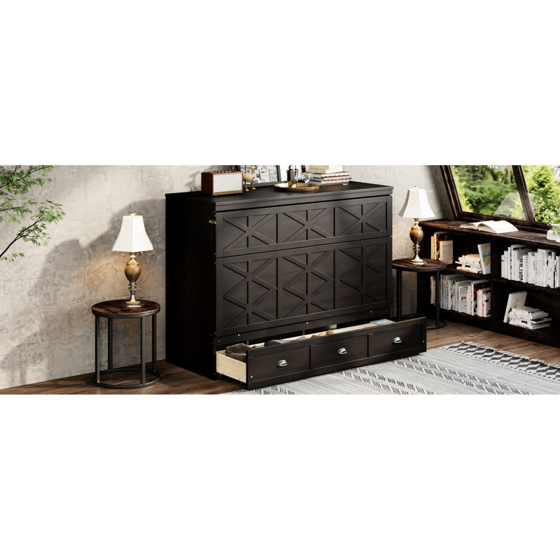 Grand lit, brossé et trois prises de courant, tiroirs pour vêtements, literie de rangement à conception écoénergétique,