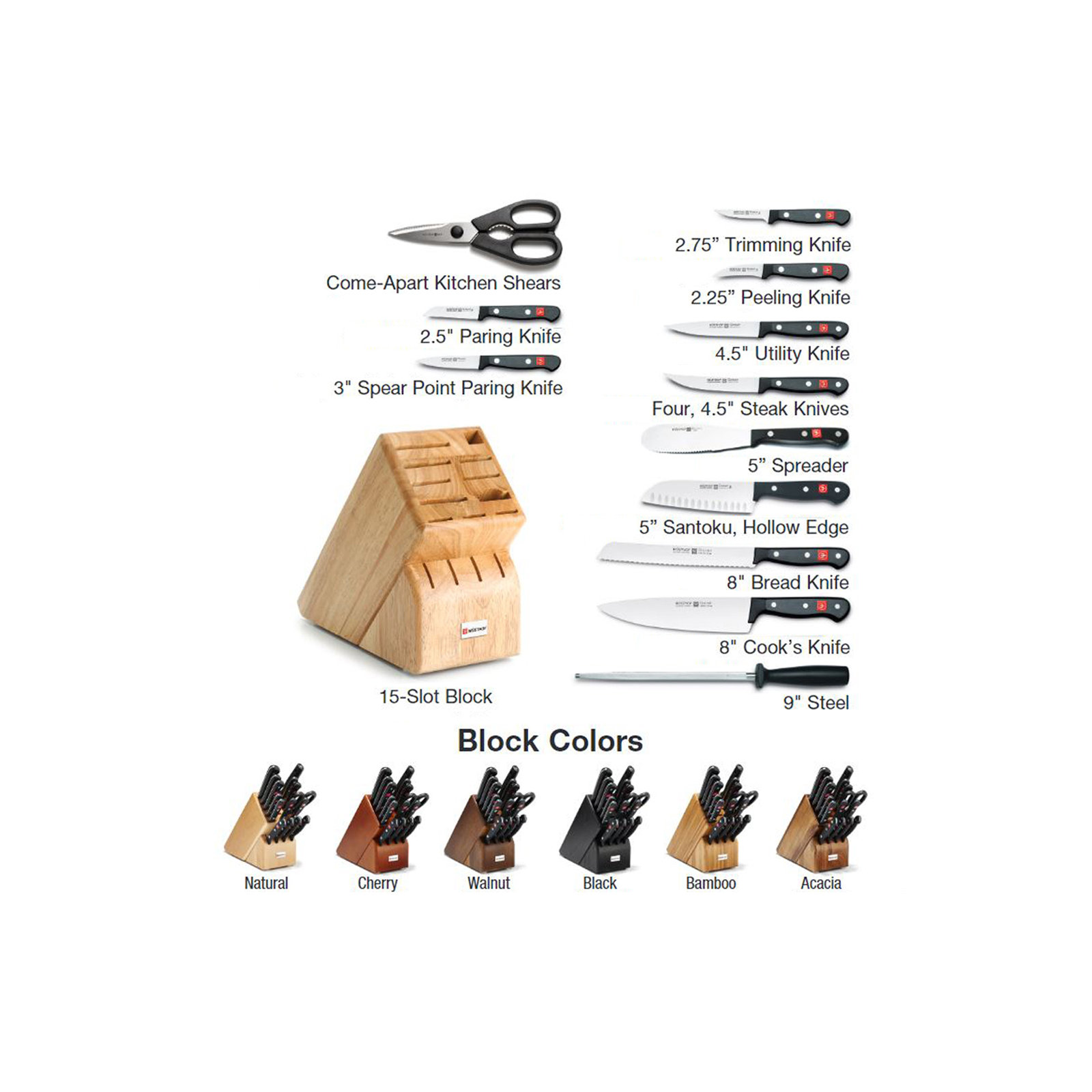 Wusthof Gourmet 16 Piece Knife Block Set, Natural