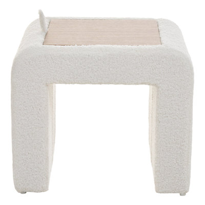 46cm Wide U-Shaped Solid Colour Footstool Ottoman