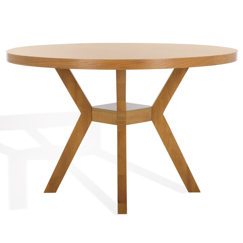Round Solid Wood Base Dining Table, Natural