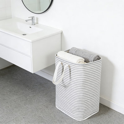 Panier à linge pliable de grande capacité avec longues poignées en tissu, panier de rangement polyvalent pour la maison, le bureau, le dortoir - 75L