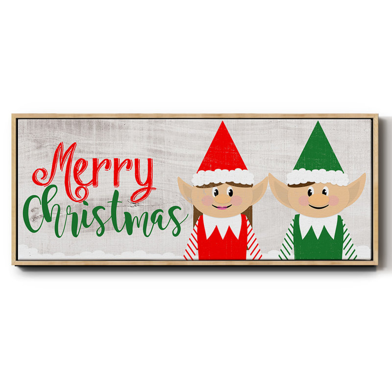 Christmas Elf Couple- Framed Canvas